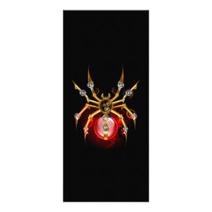Steampunk spider on black rack card