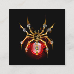 Steampunk spider on black referral card
