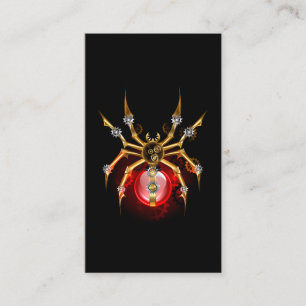 Steampunk spider on black referral card