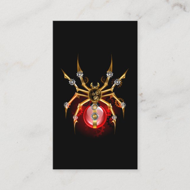 Steampunk spider on black referral card (Front)