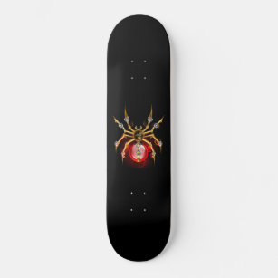 Steampunk spider on black skateboard