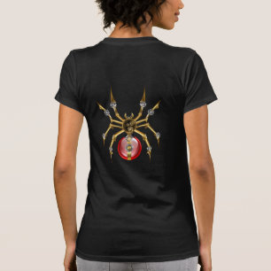Steampunk spider on black T-Shirt