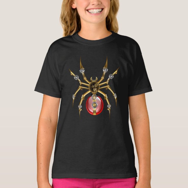 Steampunk spider on black T-Shirt (Front)