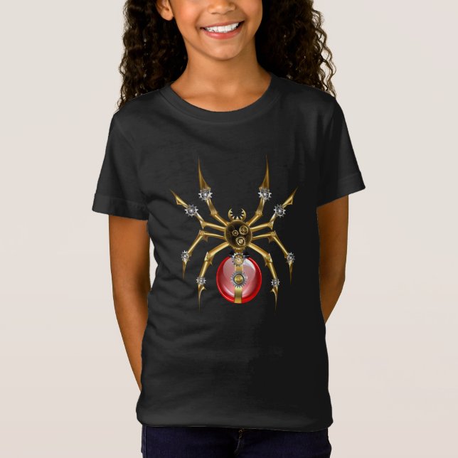 Steampunk spider on black T-Shirt (Front)