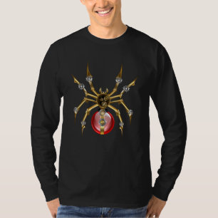 Steampunk spider on black T-Shirt