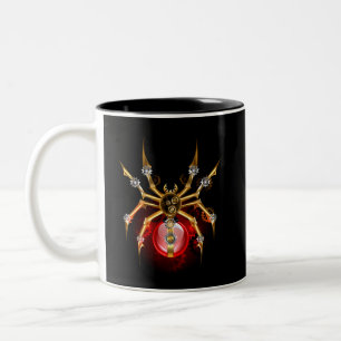 Steampunk spider on black Two-Tone coffee mug