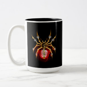 Steampunk spider on black Two-Tone coffee mug
