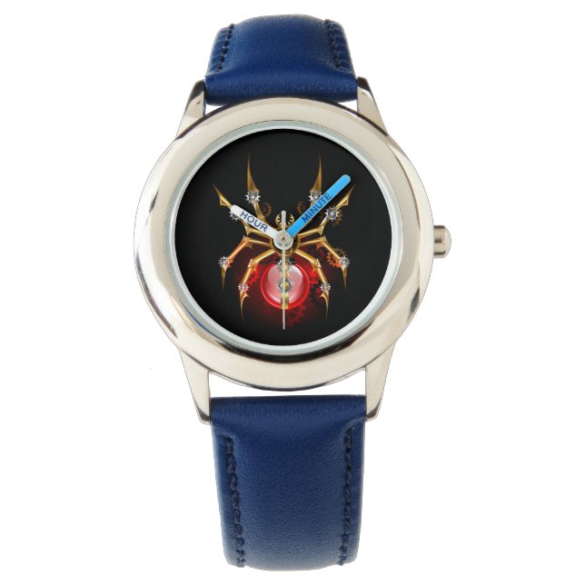 Steampunk spider on black watch (Front)