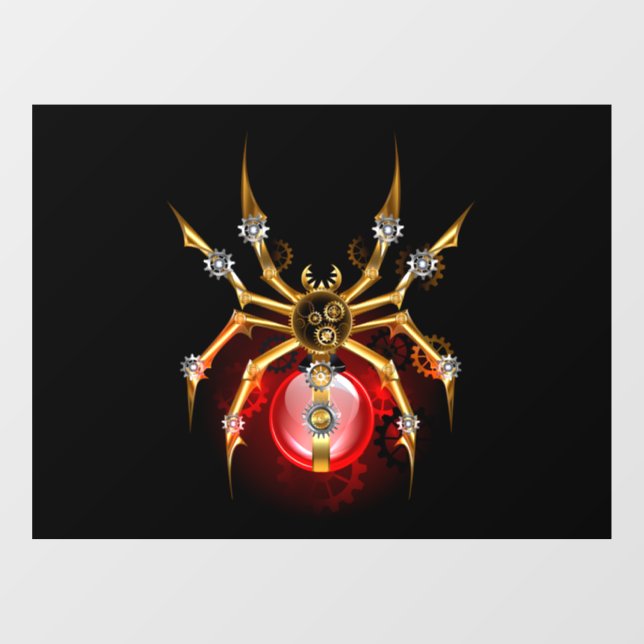 Steampunk spider on black window cling (Sheet)