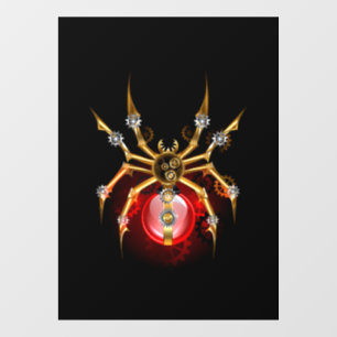 Steampunk spider on black window cling