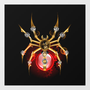 Steampunk spider on black window cling