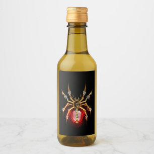 Steampunk spider on black wine label