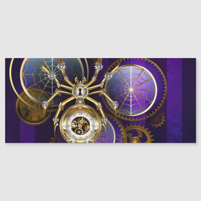 Steampunk Spider on Purple Background (Front)