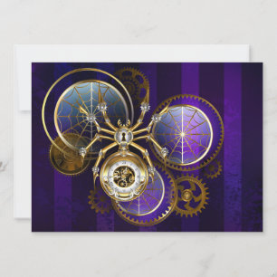 Steampunk Spider on Purple Background Announcement