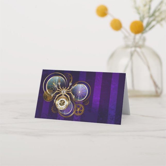 Steampunk Spider on Purple Background Appointment Card (Front)