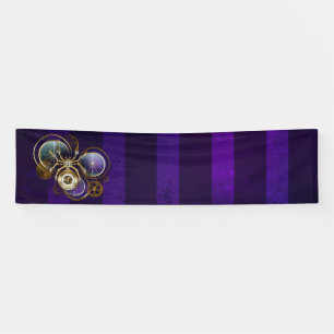 Steampunk Spider on Purple Background Banner