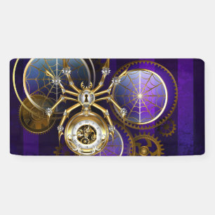 Steampunk Spider on Purple Background Banner