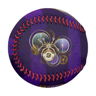 Steampunk Spider on Purple Background Baseball
