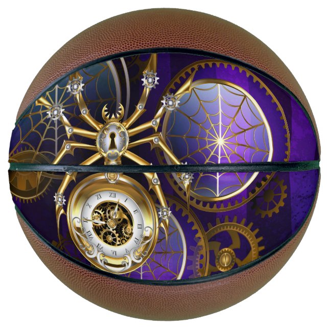 Steampunk Spider on Purple Background Basketball (Front)