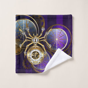 Steampunk Spider on Purple Background Bath Towel Set