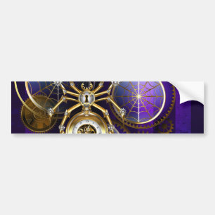 Steampunk Spider on Purple Background Bumper Sticker