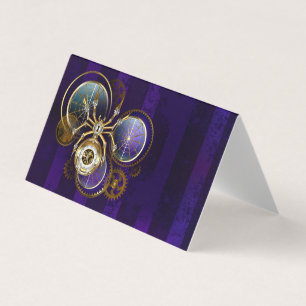 Steampunk Spider on Purple Background Business Card