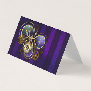 Steampunk Spider on Purple Background Business Card
