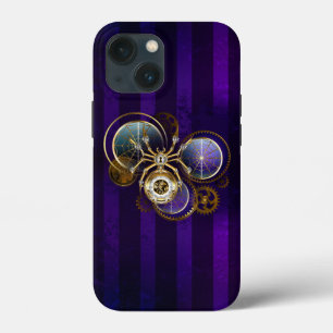 Steampunk Spider on Purple Background iPhone 13 Mini Case
