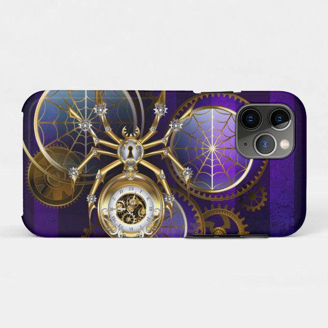 Steampunk Spider on Purple Background Case-Mate iPhone Case (Back (Horizontal))