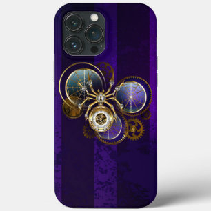 Steampunk Spider on Purple Background iPhone 13 Pro Max Case