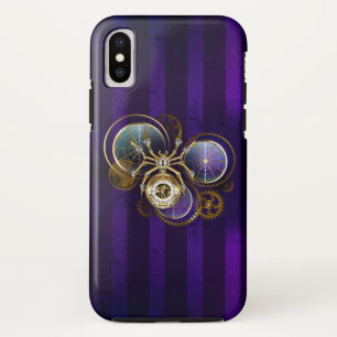 Steampunk Spider on Purple Background iPhone XS Case