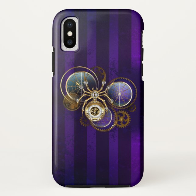 Steampunk Spider on Purple Background Case-Mate iPhone Case (Back)