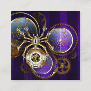 Steampunk Spider on Purple Background Enclosure Card