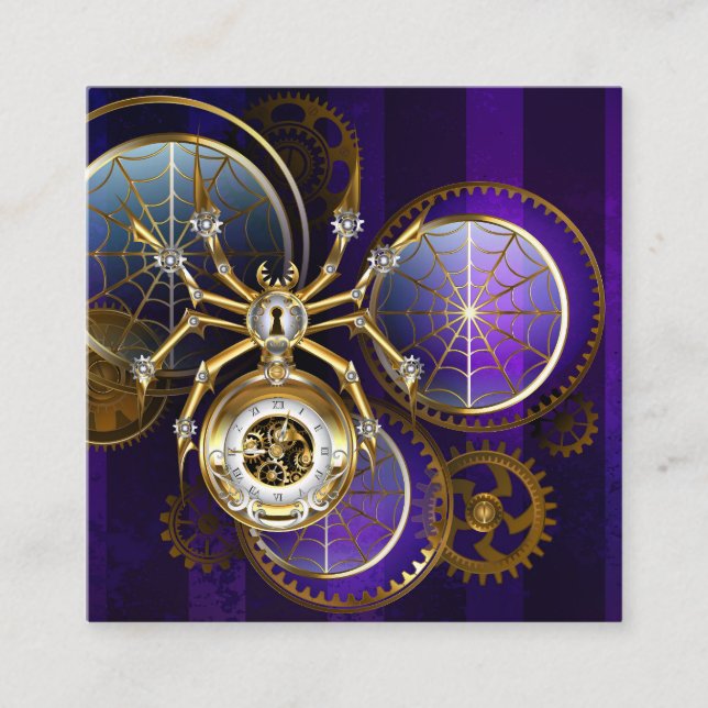 Steampunk Spider on Purple Background Enclosure Card (Front)