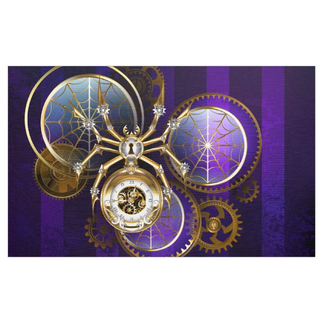 Steampunk Spider on Purple Background Fabric (Yard)