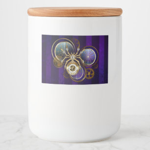 Steampunk Spider on Purple Background Food Label