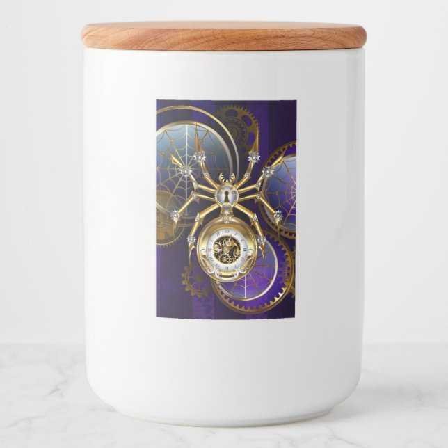 Steampunk Spider on Purple Background Food Label (Front)