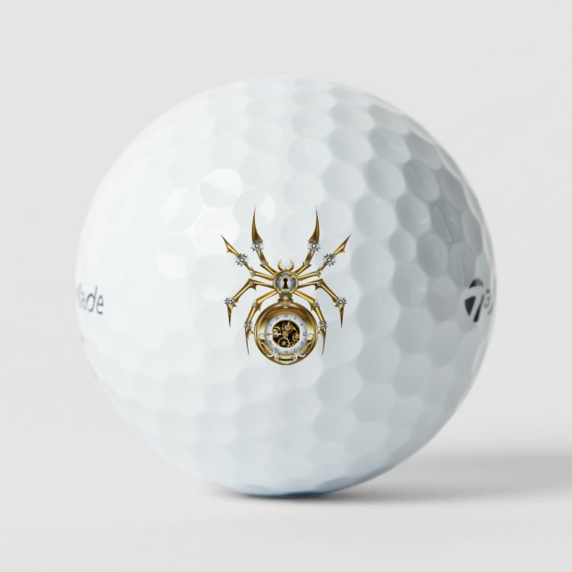 Steampunk Spider on Purple Background Golf Balls (Front)