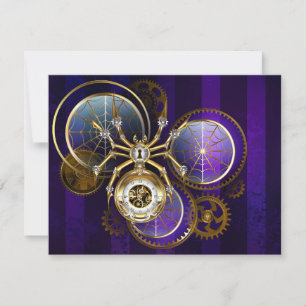 Steampunk Spider on Purple Background Holiday Card