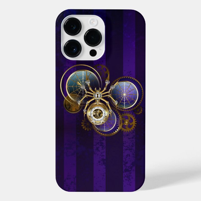 Steampunk Spider on Purple Background iPhone Case (Back)