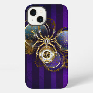 Steampunk Spider on Purple Background iPhone 13 Case