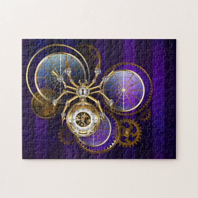 Steampunk Spider on Purple Background Jigsaw Puzzle (Horizontal)