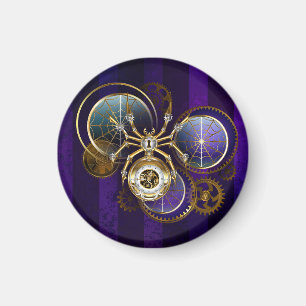 Steampunk Spider on Purple Background Magnet