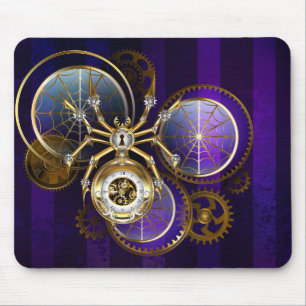 Steampunk Spider on Purple Background Mouse Mat