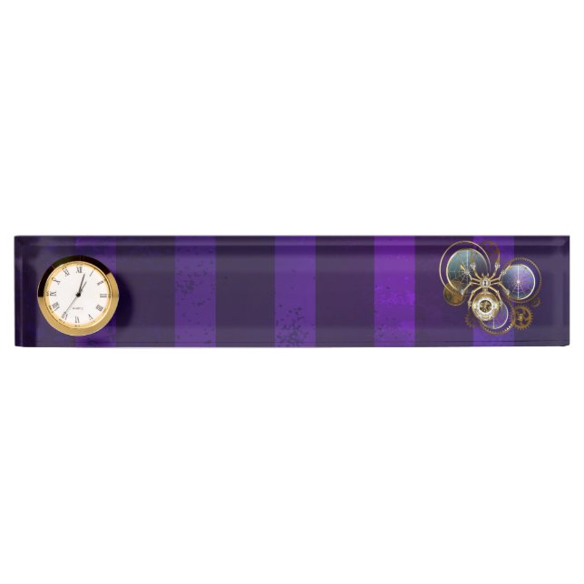 Steampunk Spider on Purple Background Nameplate (Front)