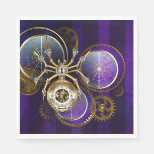 Steampunk Spider on Purple Background Napkin