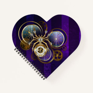 Steampunk Spider on Purple Background Notebook
