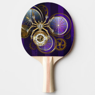 Steampunk Spider on Purple Background Ping Pong Paddle