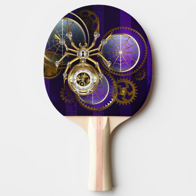 Steampunk Spider on Purple Background Ping Pong Paddle (Front)