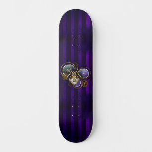 Steampunk Spider on Purple Background Skateboard